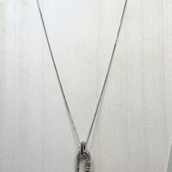 Silver Adjustable 18"-20" Swarovski Crystal Unique Carabiner Clip Necklace - Picture 4 of 5